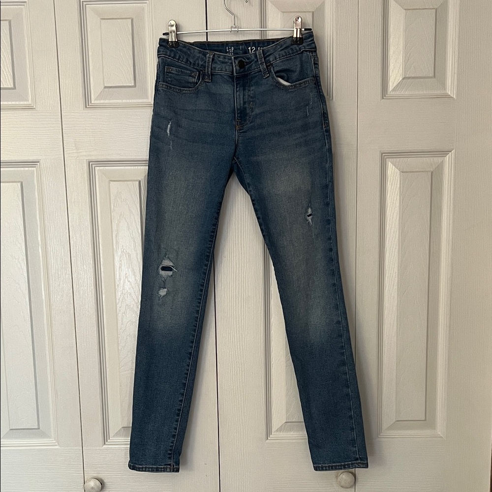GAP Girl’s Skinny Jeans in Dark Blue with Subtle Distress